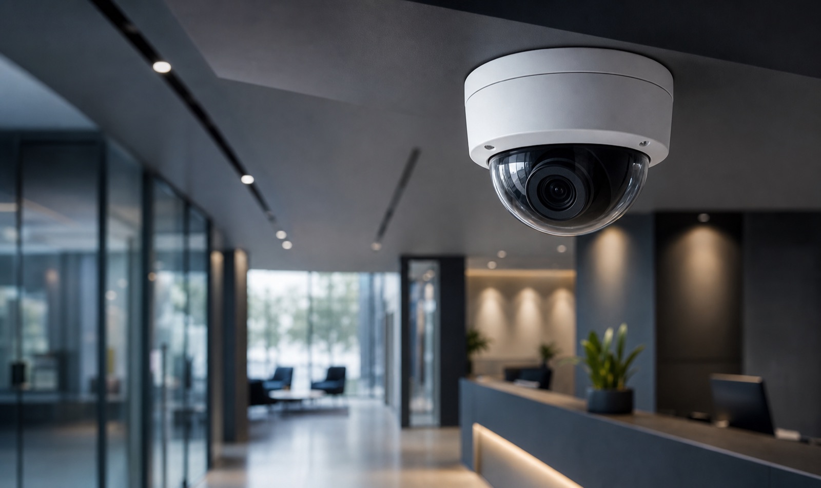 Premium CCTV dome camera inside a modern retail interior